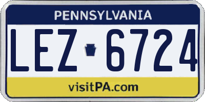 PA license plate LEZ6724