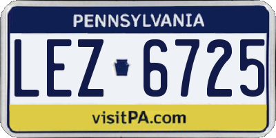 PA license plate LEZ6725