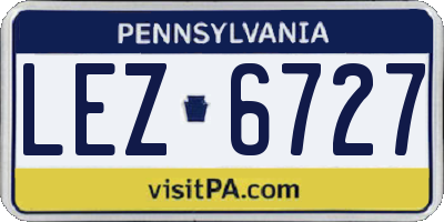 PA license plate LEZ6727