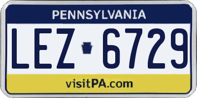 PA license plate LEZ6729