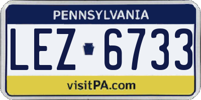 PA license plate LEZ6733