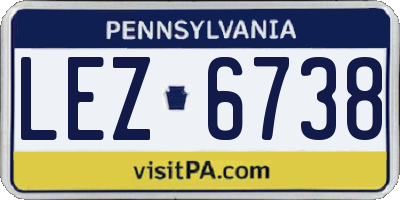 PA license plate LEZ6738