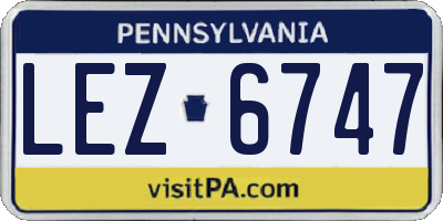 PA license plate LEZ6747