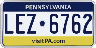 PA license plate LEZ6762