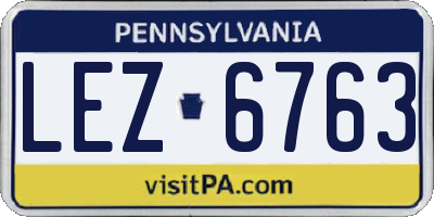 PA license plate LEZ6763
