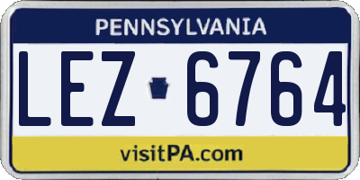 PA license plate LEZ6764