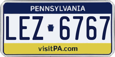 PA license plate LEZ6767