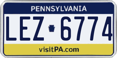 PA license plate LEZ6774