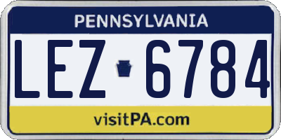 PA license plate LEZ6784