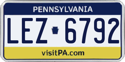 PA license plate LEZ6792