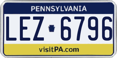 PA license plate LEZ6796