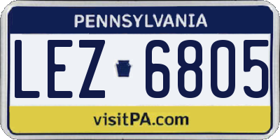 PA license plate LEZ6805