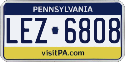 PA license plate LEZ6808