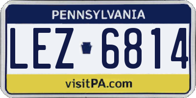 PA license plate LEZ6814