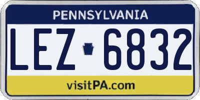PA license plate LEZ6832
