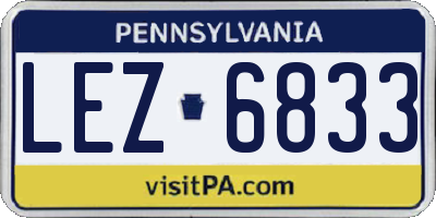 PA license plate LEZ6833