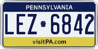 PA license plate LEZ6842