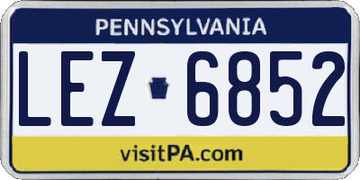 PA license plate LEZ6852