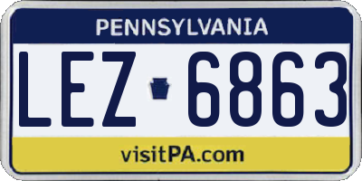 PA license plate LEZ6863
