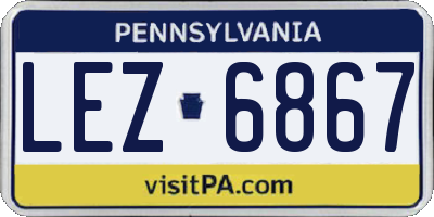PA license plate LEZ6867
