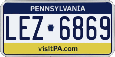 PA license plate LEZ6869