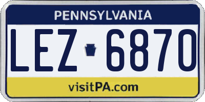 PA license plate LEZ6870