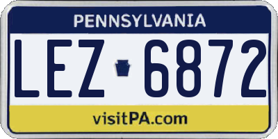 PA license plate LEZ6872