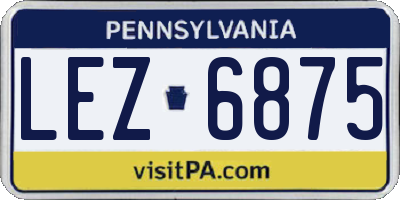 PA license plate LEZ6875