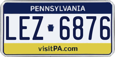 PA license plate LEZ6876