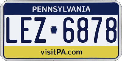 PA license plate LEZ6878