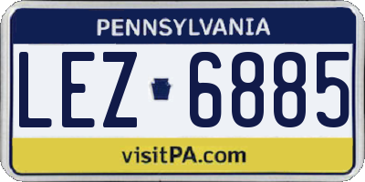 PA license plate LEZ6885