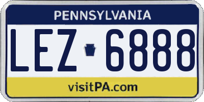 PA license plate LEZ6888