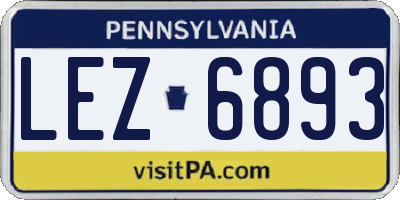 PA license plate LEZ6893