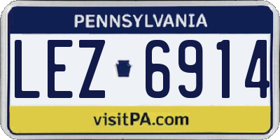 PA license plate LEZ6914