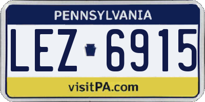 PA license plate LEZ6915