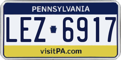 PA license plate LEZ6917