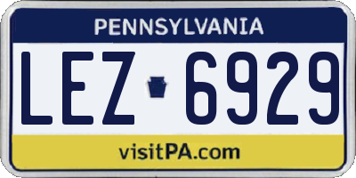 PA license plate LEZ6929