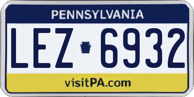 PA license plate LEZ6932