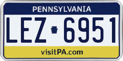 PA license plate LEZ6951