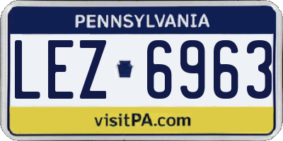PA license plate LEZ6963