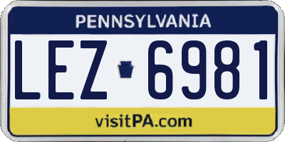 PA license plate LEZ6981