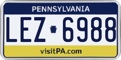 PA license plate LEZ6988