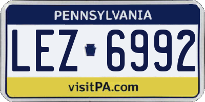 PA license plate LEZ6992
