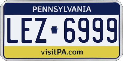 PA license plate LEZ6999