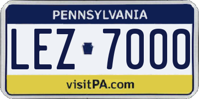 PA license plate LEZ7000