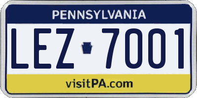 PA license plate LEZ7001