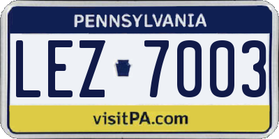 PA license plate LEZ7003
