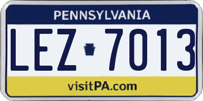 PA license plate LEZ7013