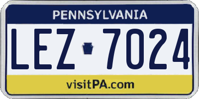 PA license plate LEZ7024