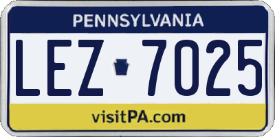 PA license plate LEZ7025